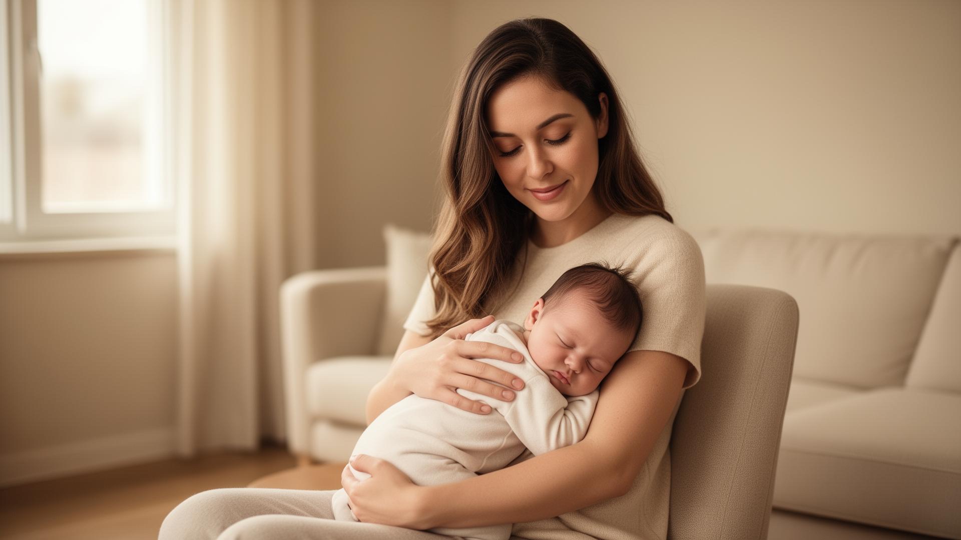 Mother holding her newborn